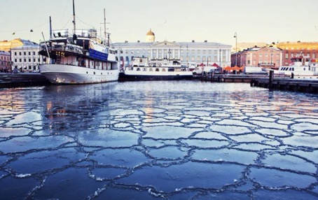 Boat in icy water